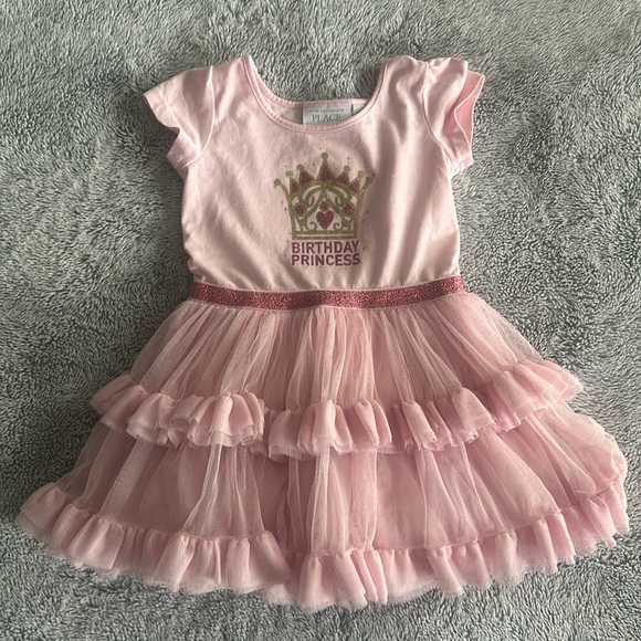 🎀 Children’s Place Birthday Girl Dress Pink Short Sleeve Flowy Tulle Glitter - Picture 3 of 5